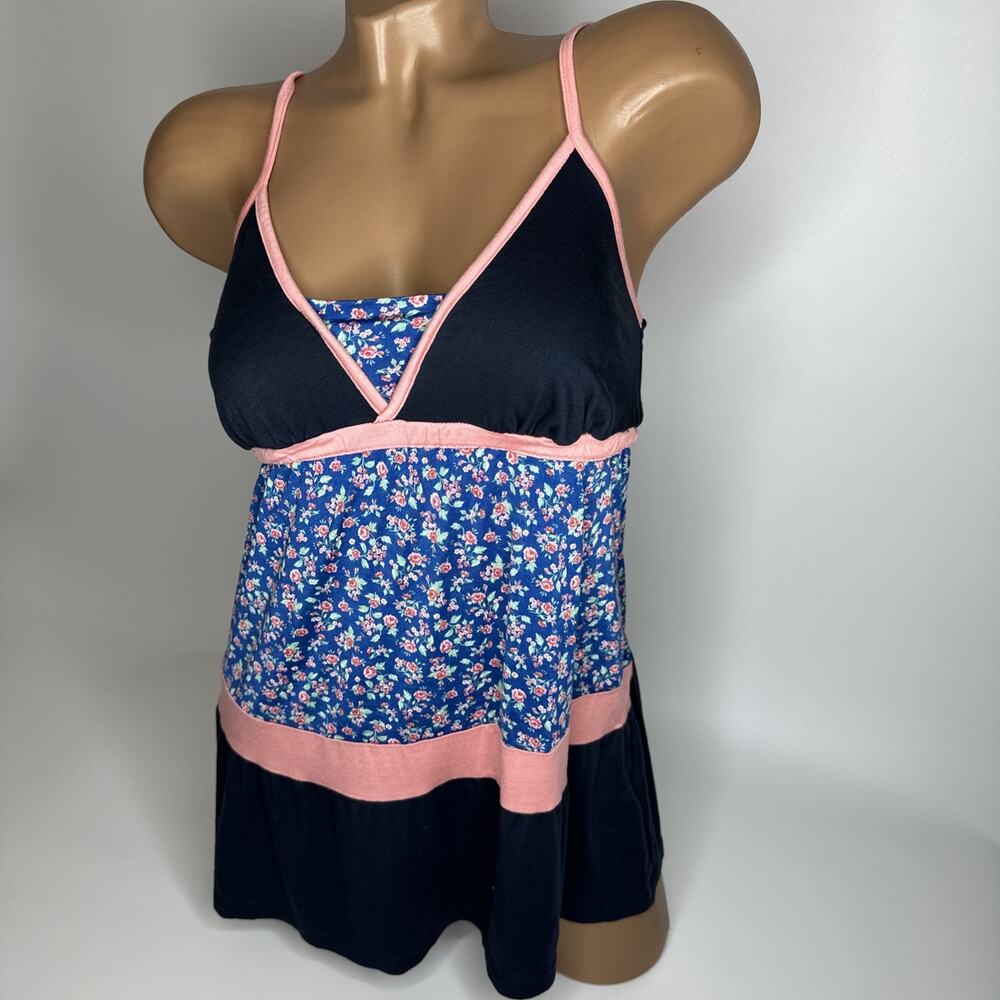 Y2K ISO Babydoll Cami Top S EU Floral Navy Pink Balletcore Coquette Lingerie - Picture 11 of 11